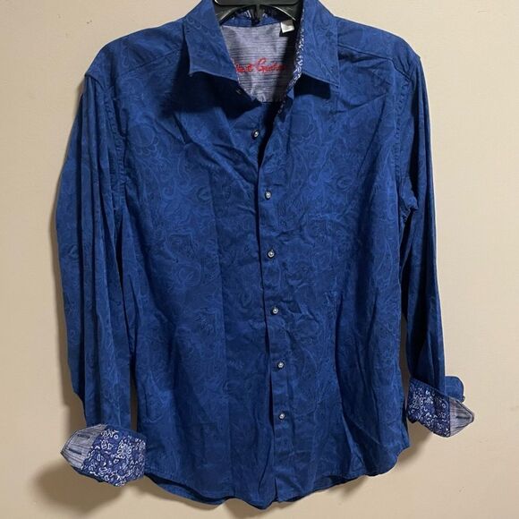 ROBERT GRAHAM Salisbury Damask Button Down Fit Flip Cuff Button Down- Size M - Picture 1 of 7